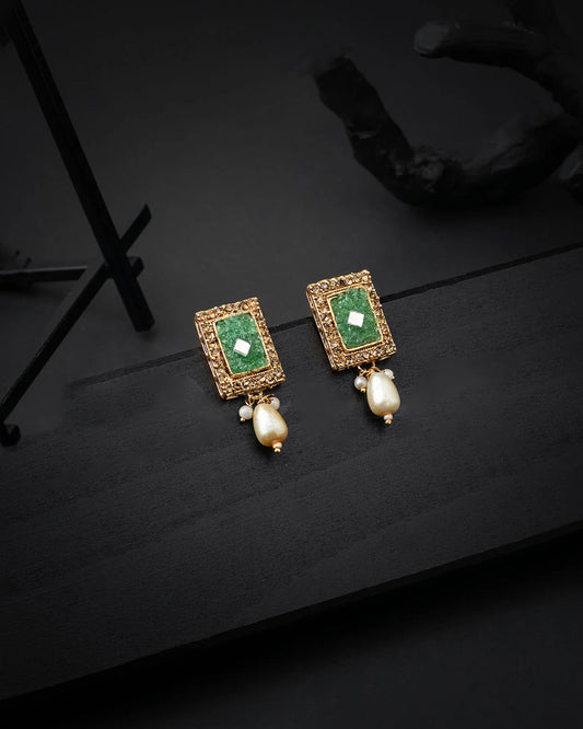 Elegant Green Stone Earrings